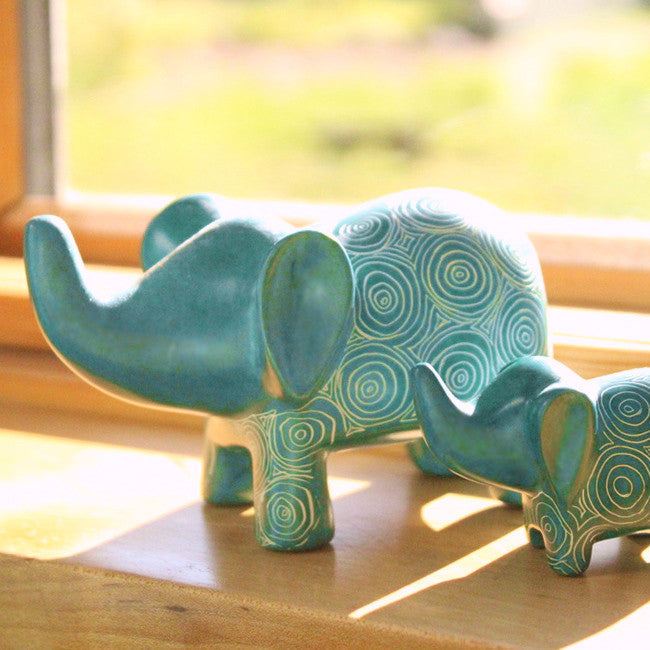 Ocean Green Elephant - Soapstone