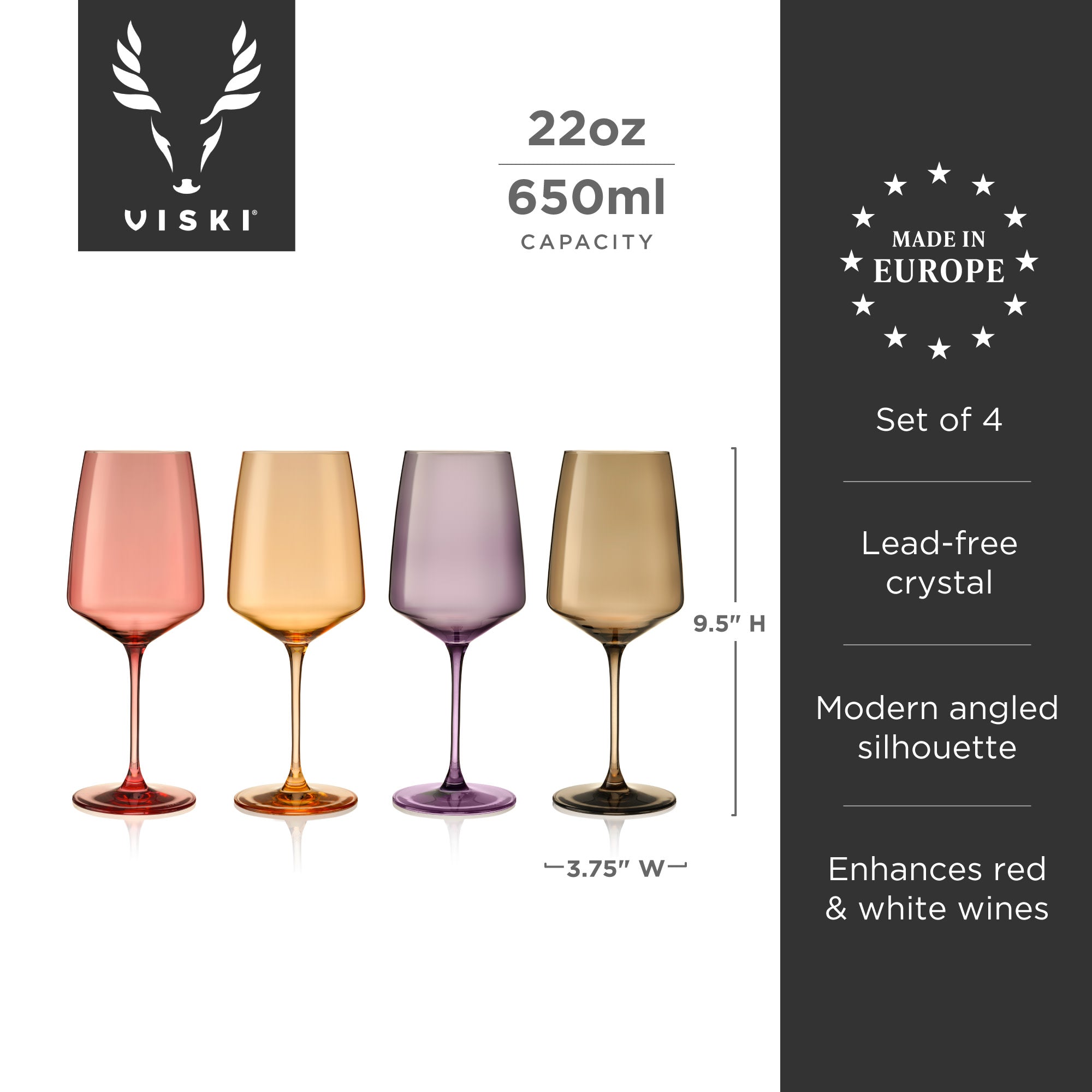 Reserve Nouveau Crystal Wine Glasses in Daybreak, Set of 4