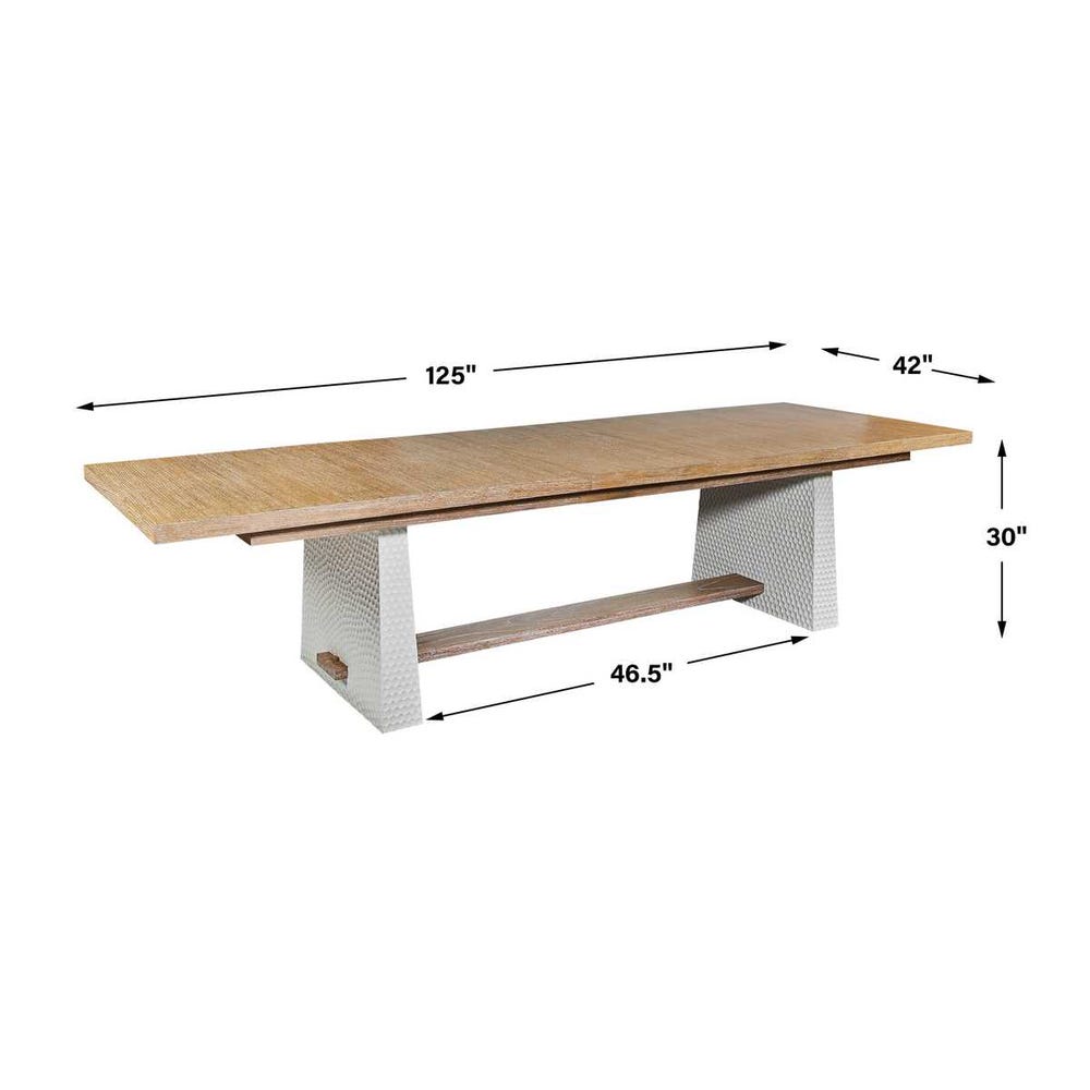 Saint-Rémy Cerused Oak Trestle Extension Dining Table