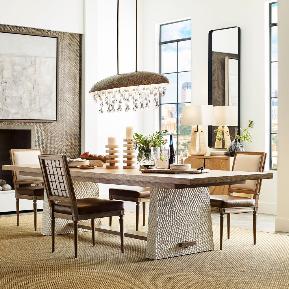 Saint-Rémy Cerused Oak Trestle Extension Dining Table