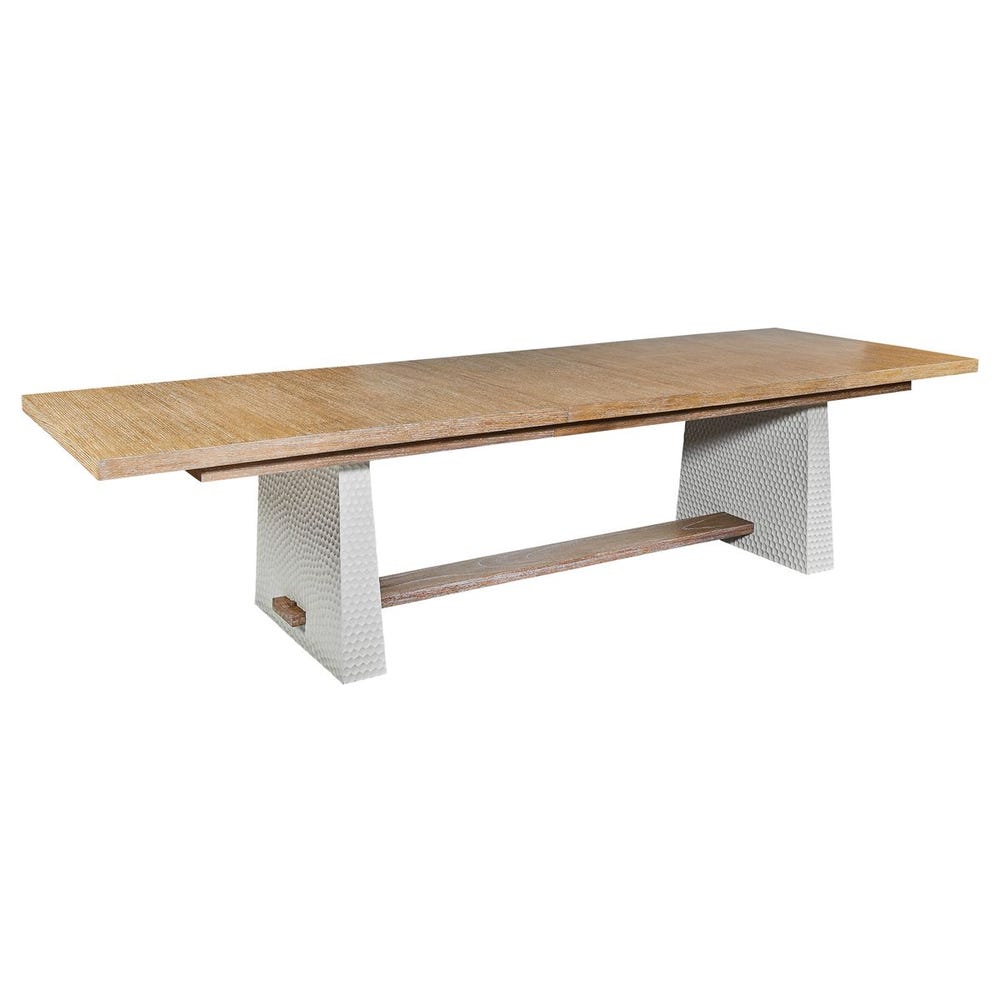 Saint-Rémy Cerused Oak Trestle Extension Dining Table