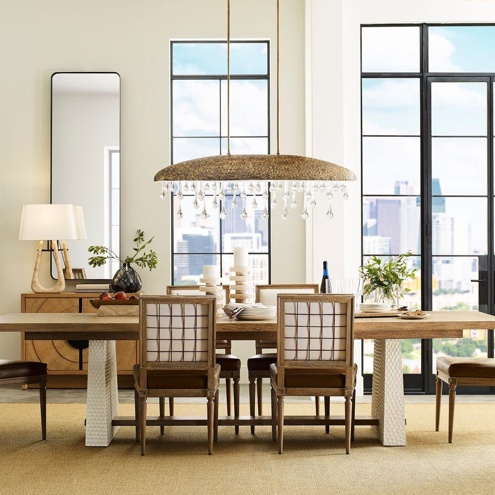 Saint-Rémy Cerused Oak Trestle Extension Dining Table