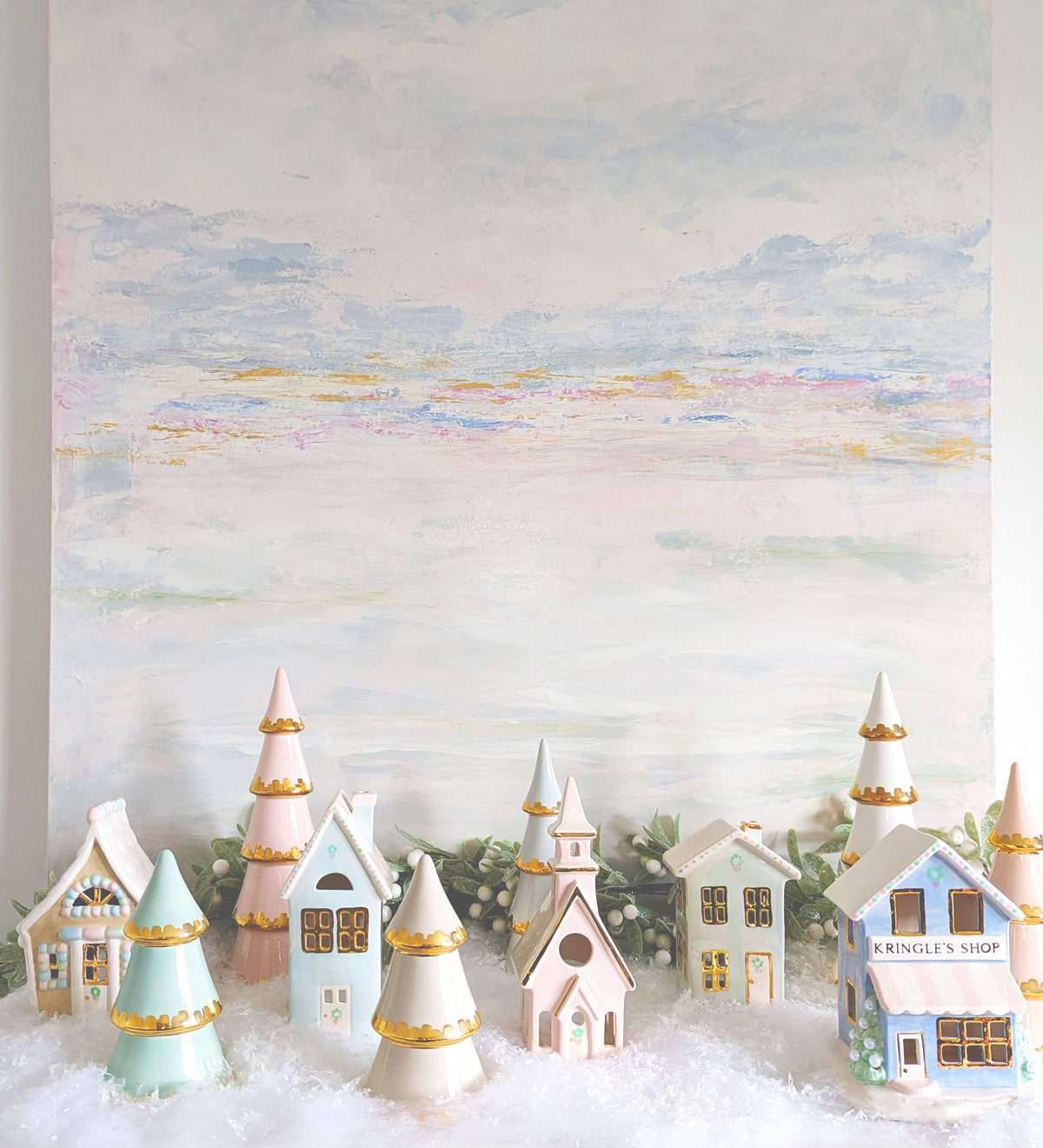 Pastel Gingerbread House with 22K Gold Accents