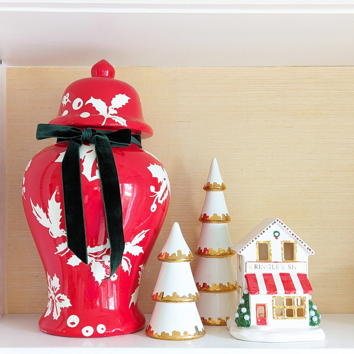 Deck the Halls Ginger Jars in Sand