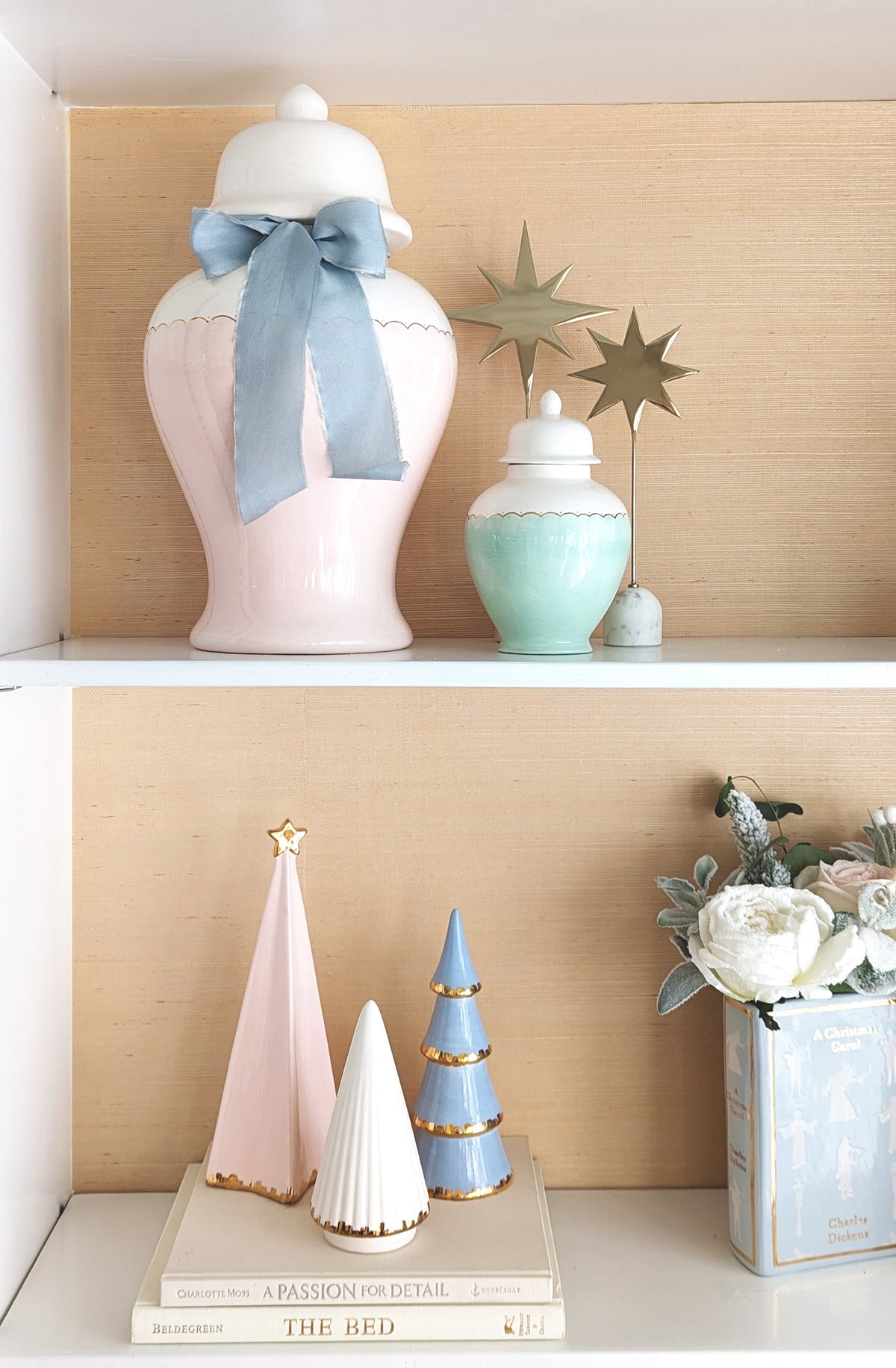 Christmas Classics Book Vase- A Christmas Carol in Hydrangea Light Blue