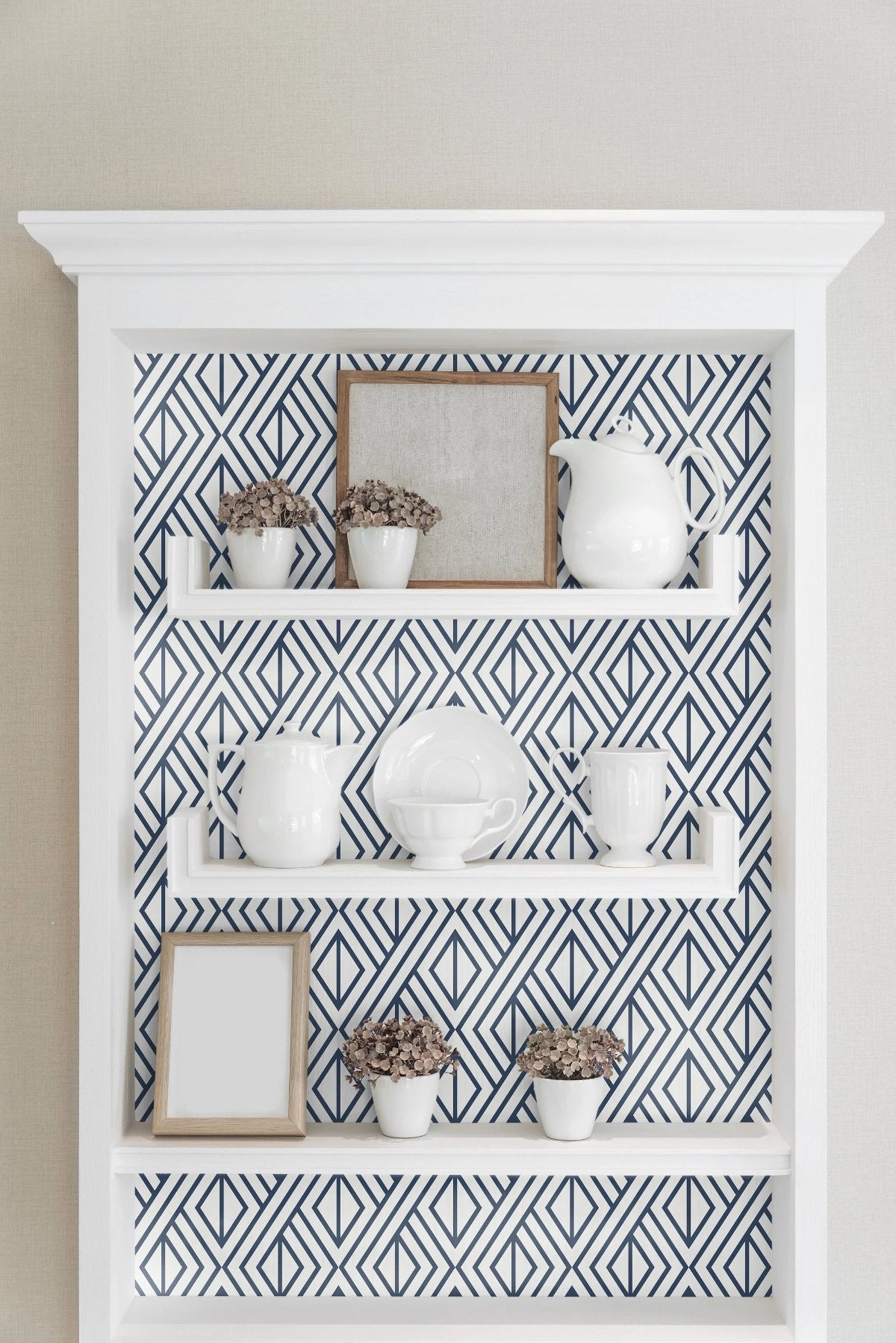 Navy Diamond Geometric Peel and Stick Removable Wallpaper