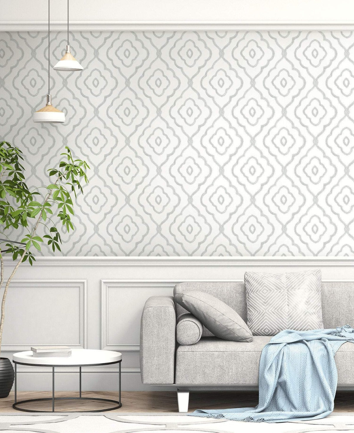 Beach House Seaside Ogee Unpasted Wallpaper