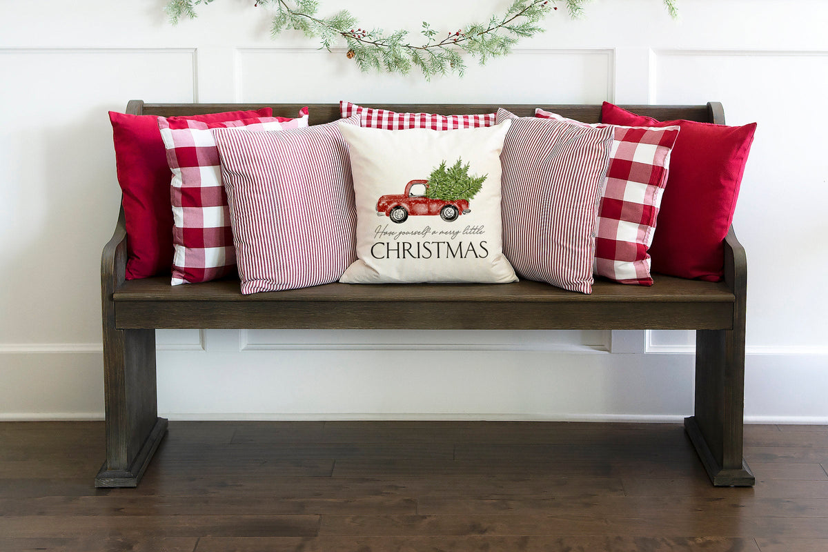 Christmas truck and tree- pillow cover #14 — Fits 18x18 Insert