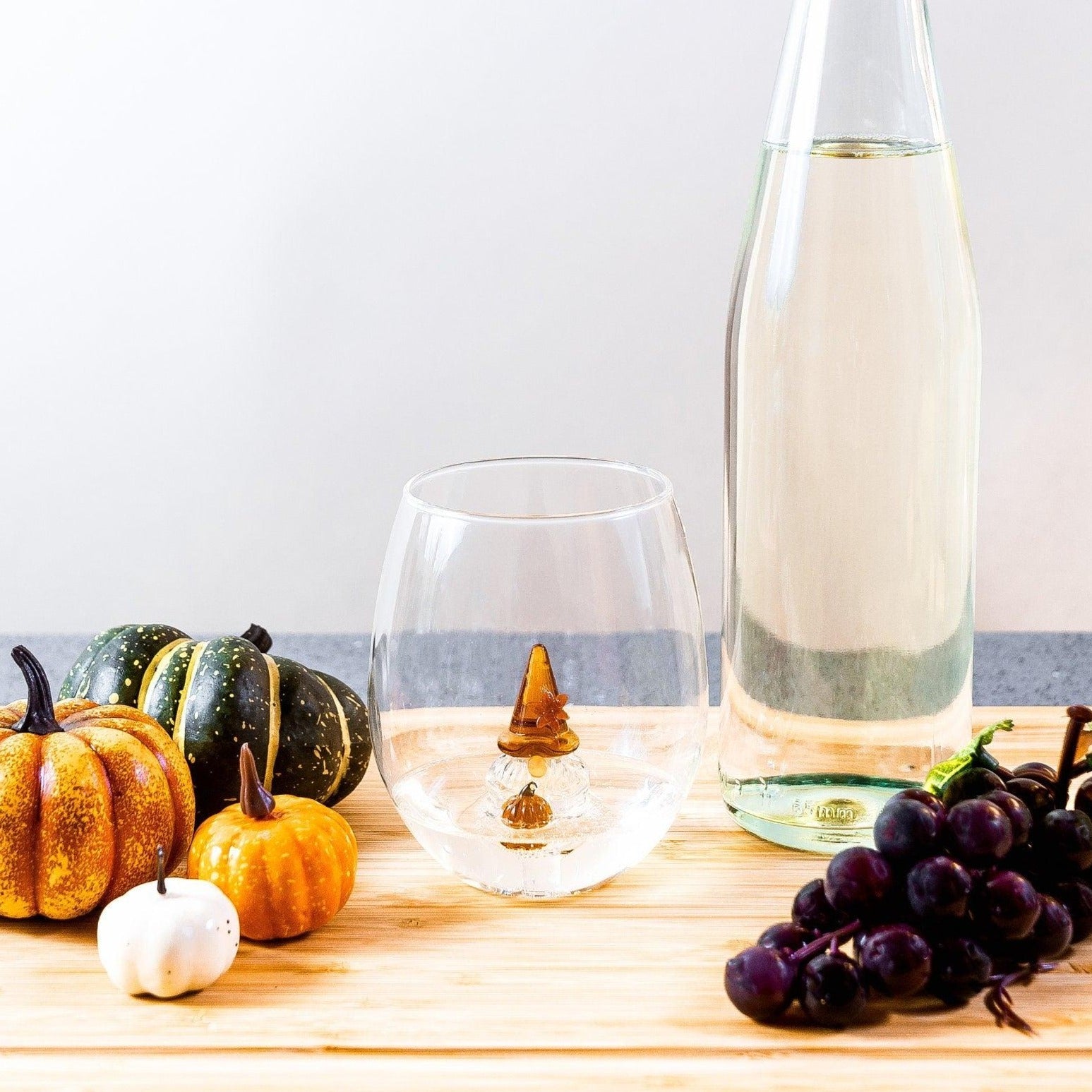 3D Pumpkin Gnome Stemless Wine Glasses
