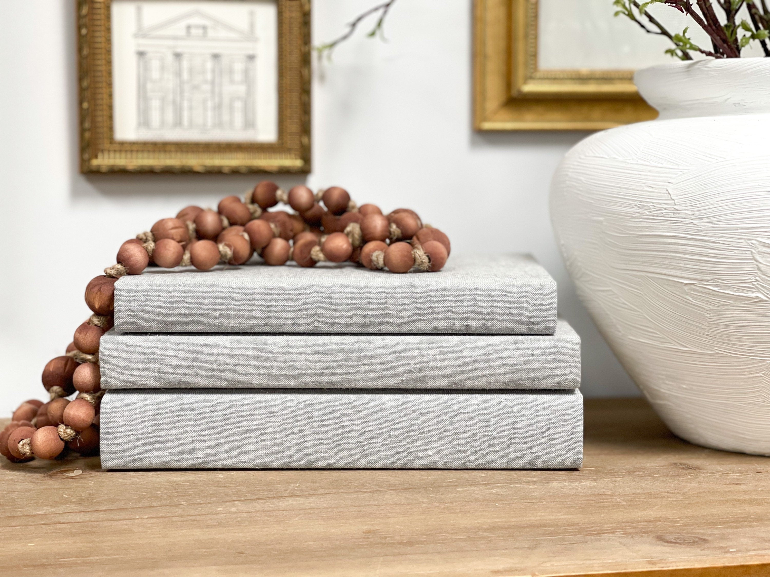 Steel Linen Covered Decorative Books