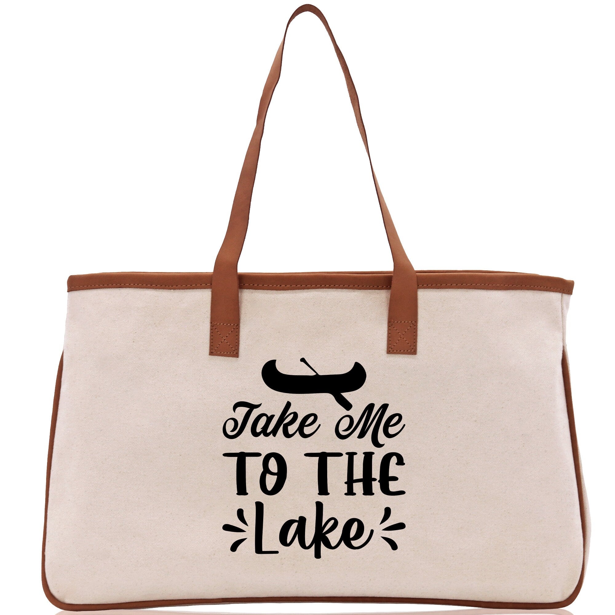 Take Me to the Lake Cotton Canvas Chic Tote Bag Camping Tote Lake Lover Gift Tote Bag Outdoor Tote Weekender Tote Laker Tote