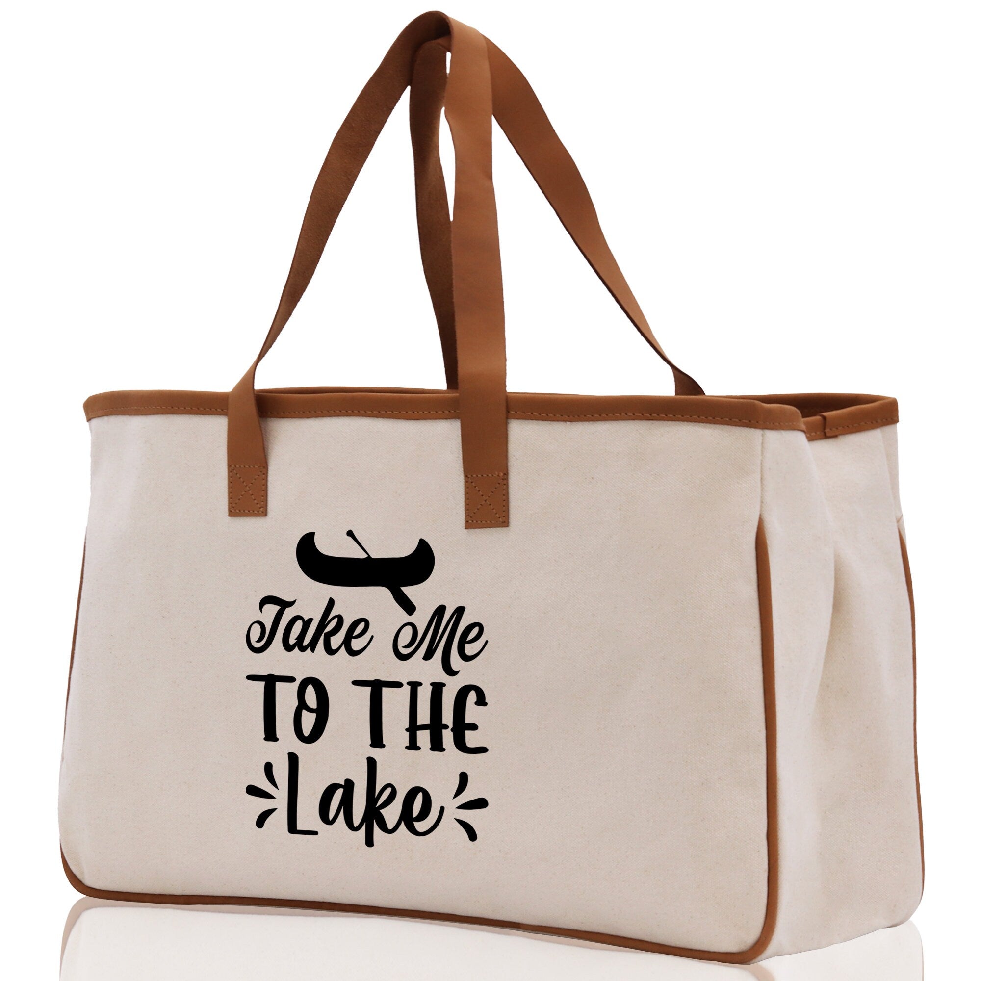 Take Me to the Lake Cotton Canvas Chic Tote Bag Camping Tote Lake Lover Gift Tote Bag Outdoor Tote Weekender Tote Laker Tote