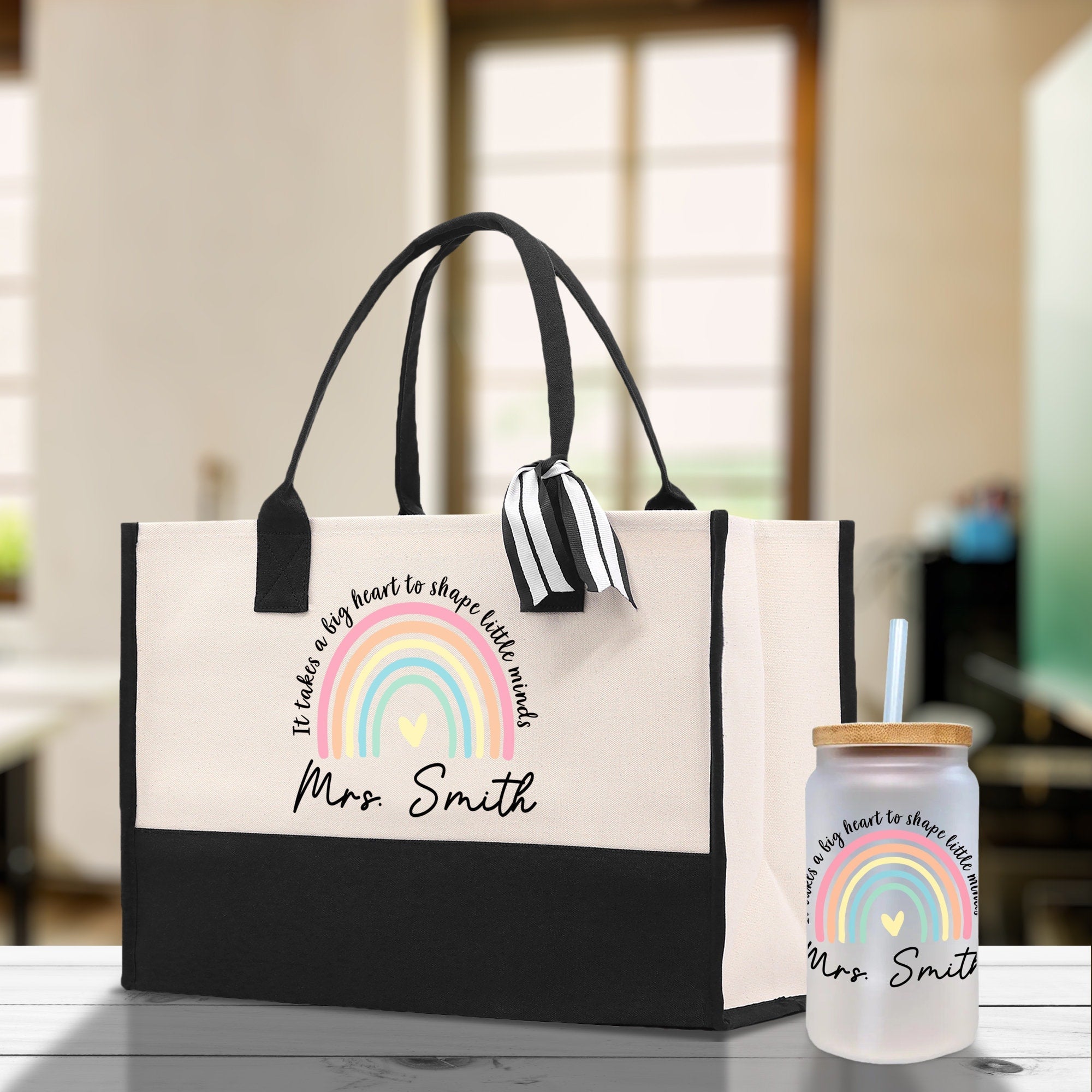 Personalized Teacher Cotton Canvas Tote Bag Gift for Teachers Teacher Life Tote Custom Teacher Appreciation Gift Bag Teacher Name Bag
