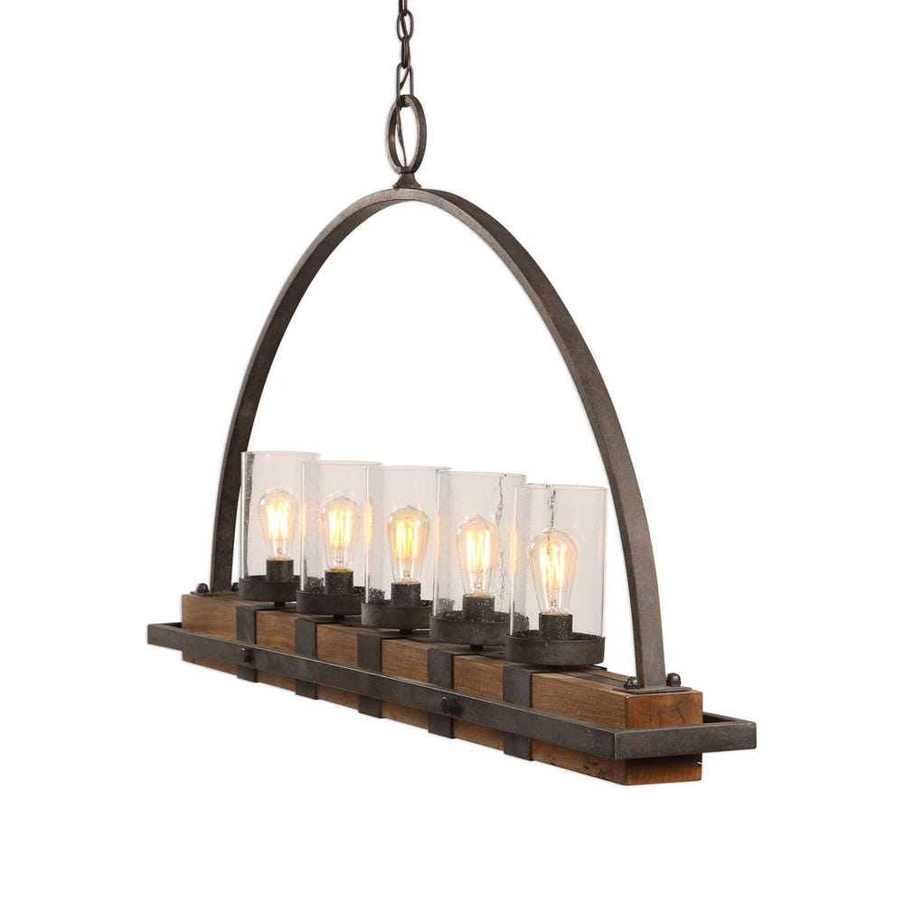 Oakley Industrial Timber 5-Light Island Chandelier