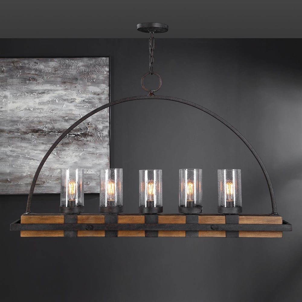 Oakley Industrial Timber 5-Light Island Chandelier