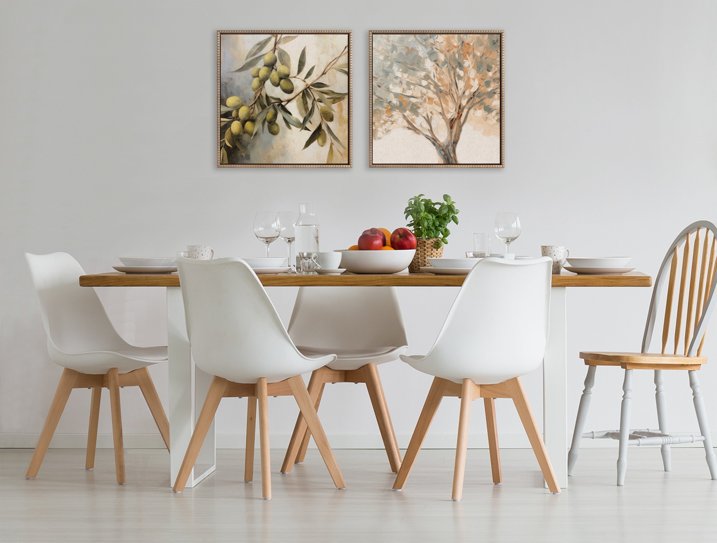 Sylvie Beaded Mediterranean Tree Framed Canvas by The Creative Bunch Studio