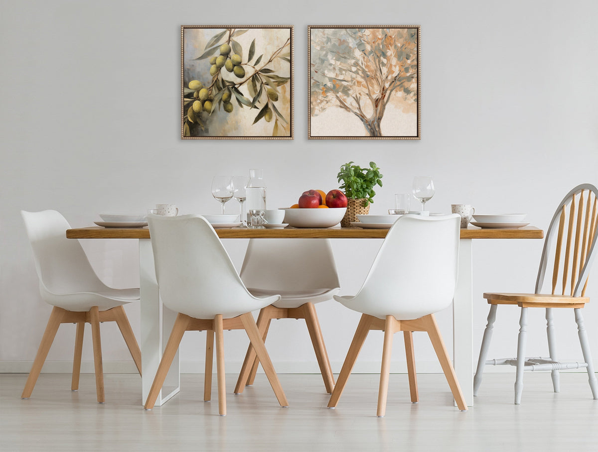 Sylvie Beaded Mediterranean Tree Framed Canvas by The Creative Bunch Studio