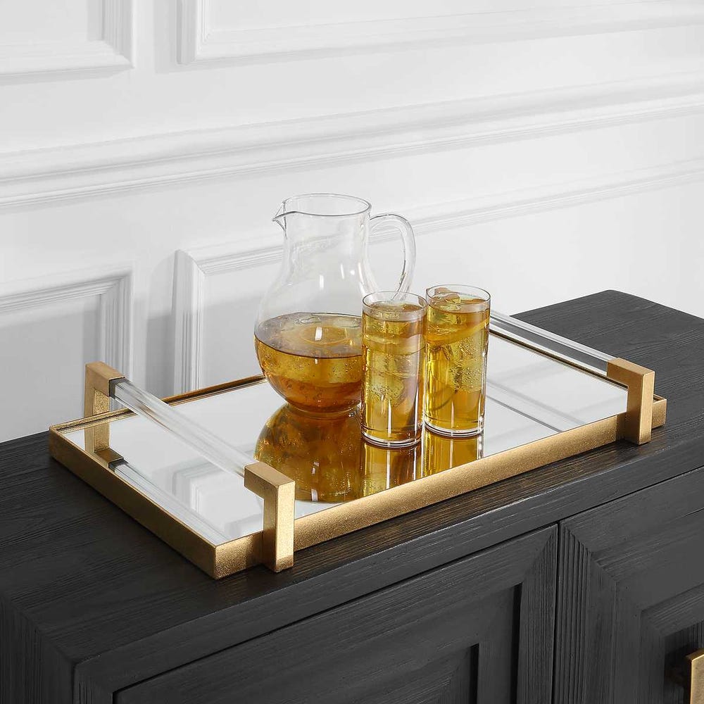 Gold Iron and Acrylic Decorative Tray