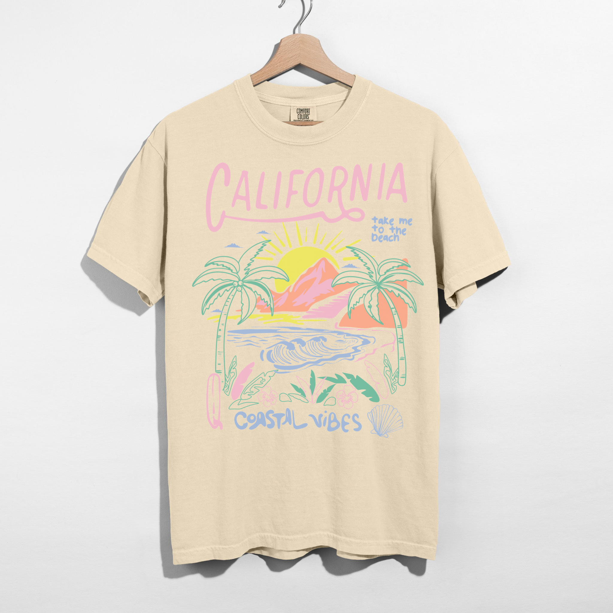 California Coastal Vibes Graphic Tee β Beach Sunset Shirt