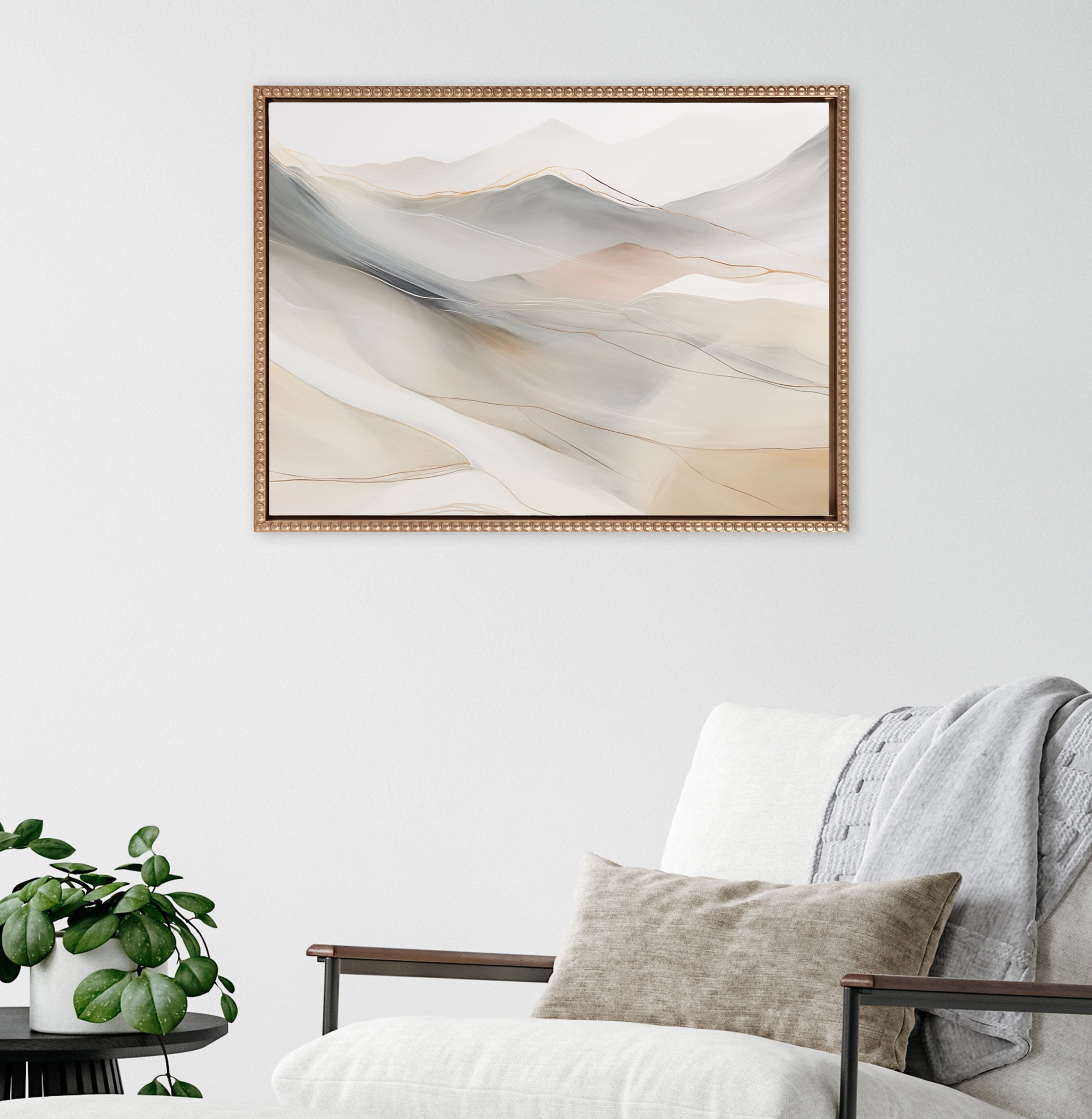 Sylvie Beaded Abstract Mystic Mountain Landscape Framed Canvas by The Creative Bunch Studio