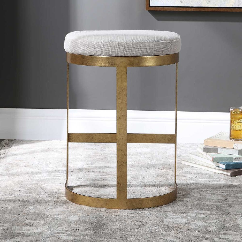 Keaton Hand Forged Iron Counter Stool in Antique Gold Leaf