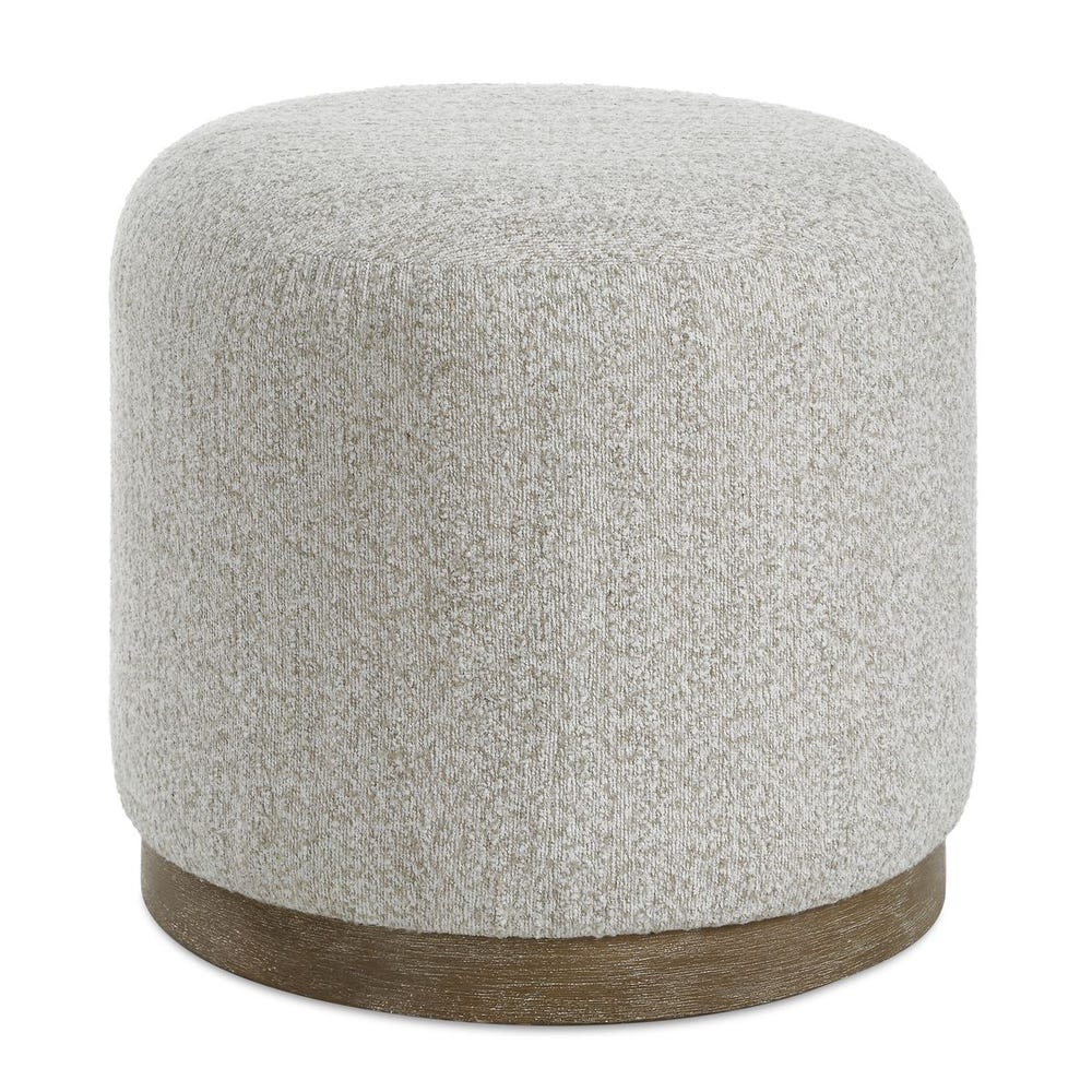 Kellan Distressed Wood Round Upholstered Stool