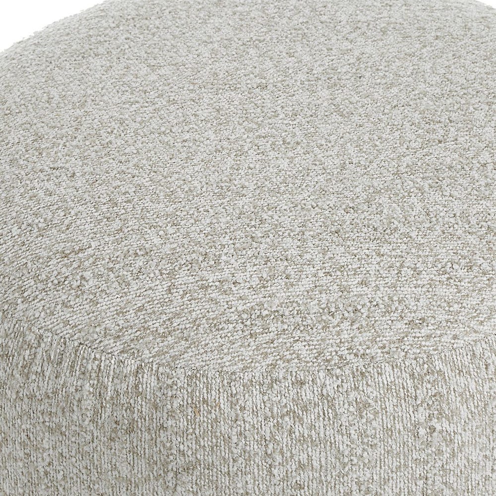 Kellan Distressed Wood Round Upholstered Stool