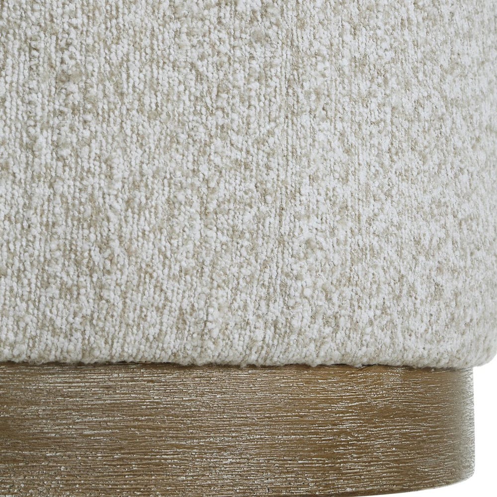 Kellan Distressed Wood Round Upholstered Stool