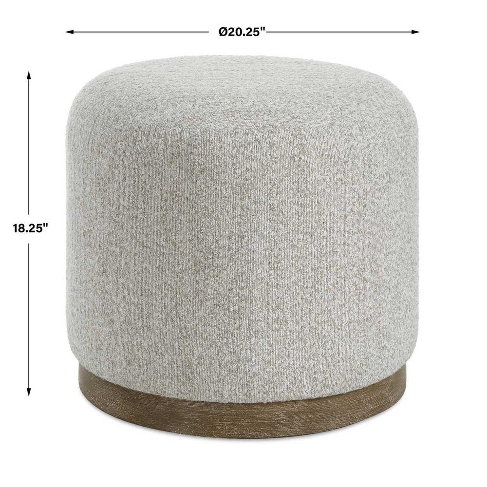 Kellan Distressed Wood Round Upholstered Stool