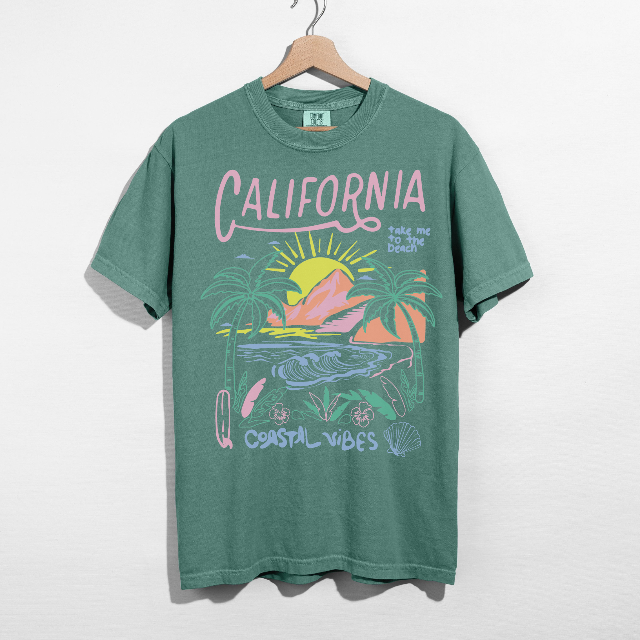 California Coastal Vibes Graphic Tee β Beach Sunset Shirt