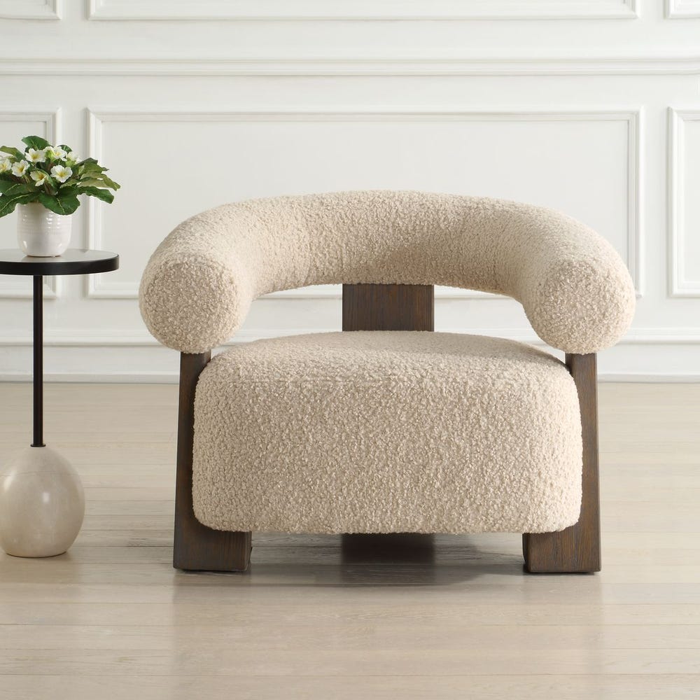 Linen Faux Shearling Accent Chair