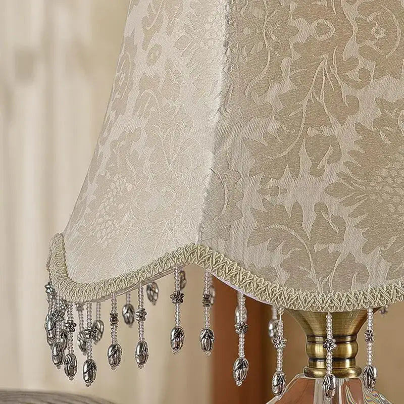 Luxury crystal table lamp with fabric lampshade bedroom light