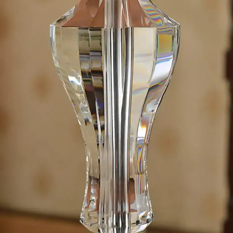 Luxury crystal table lamp with fabric lampshade bedroom light