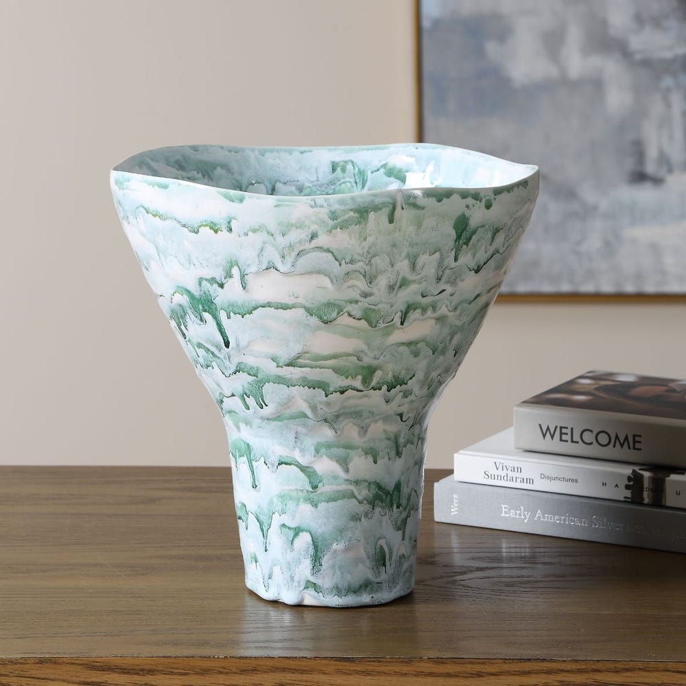 Jameis Ceramic Watercolor Pedestal Vase
