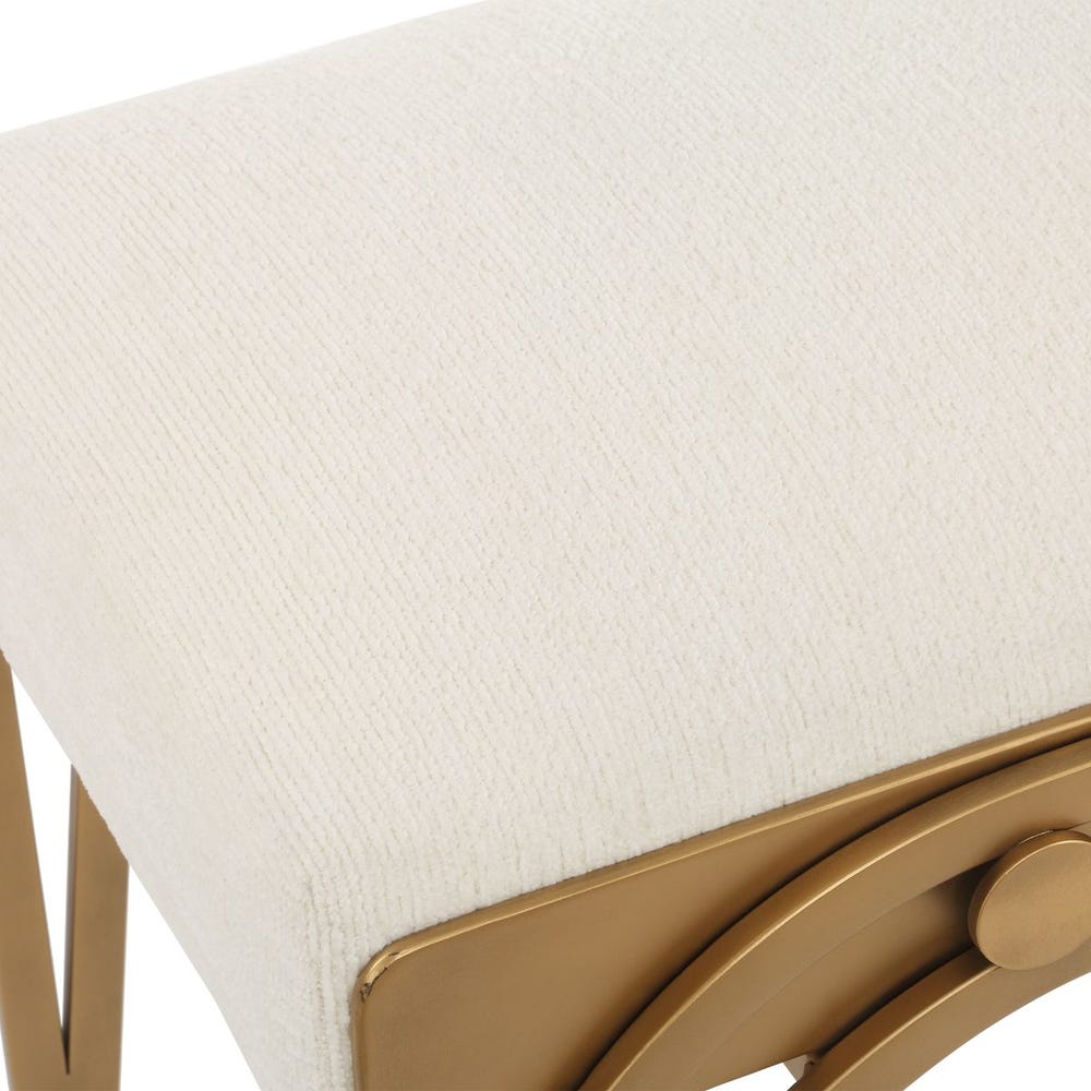 Maris Arching Brass Upholstered Accent Bench