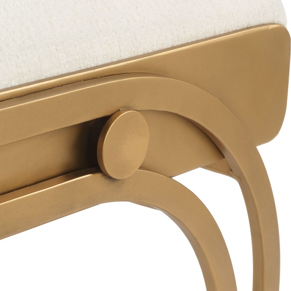 Maris Arching Brass Upholstered Accent Bench