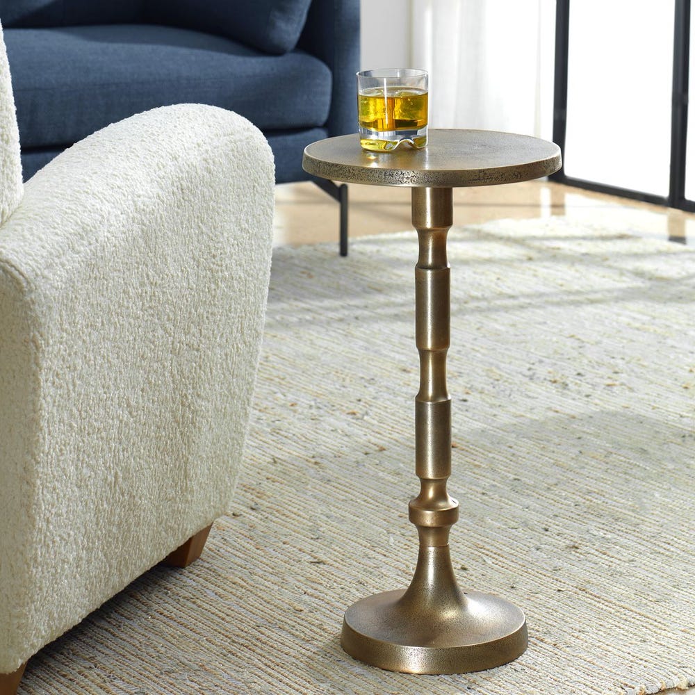Marlow Textured Brass Sculptural Drink Table