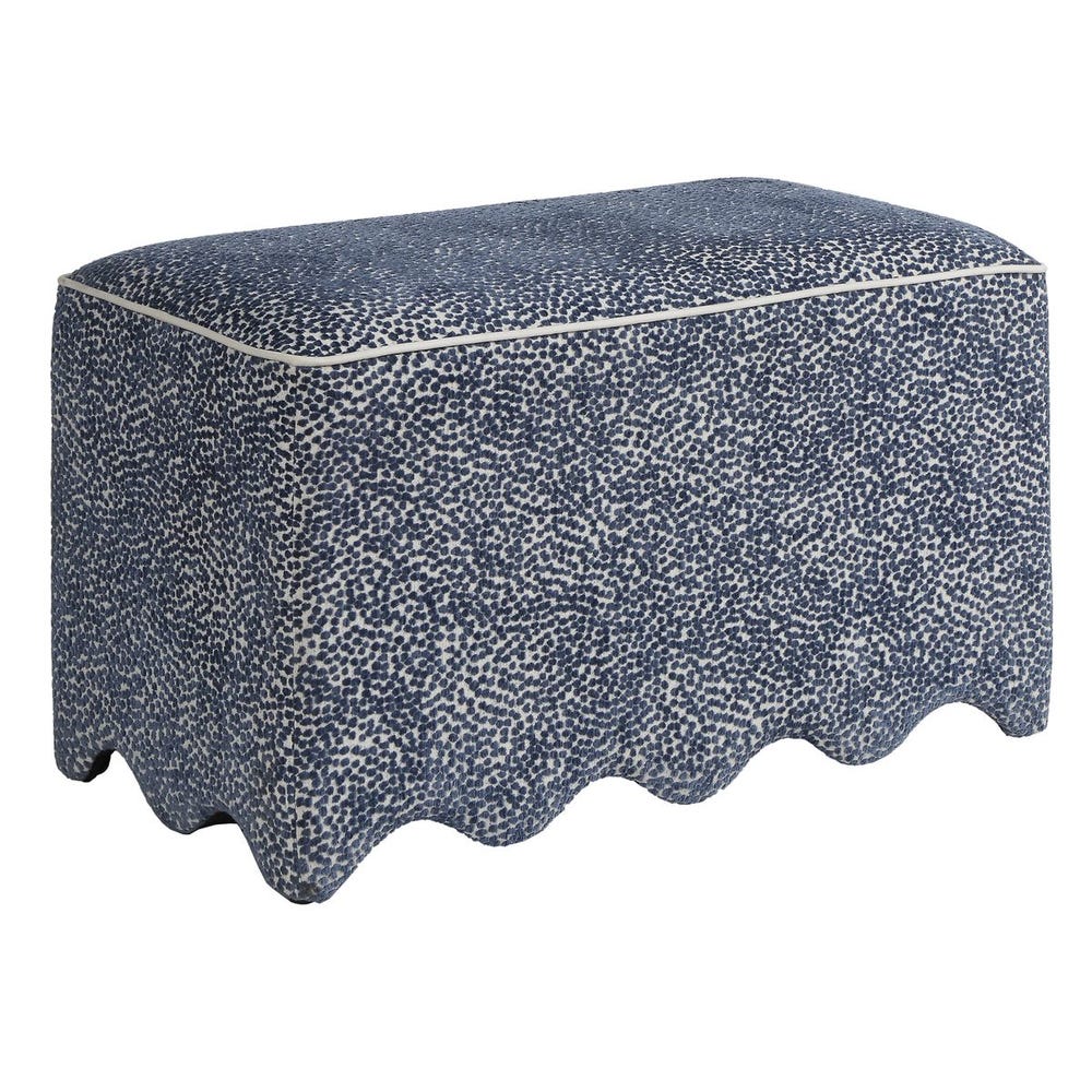 Marlowe Denim Blue Scalloped Ottoman