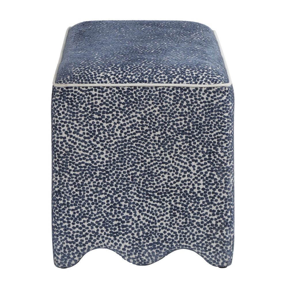 Marlowe Denim Blue Scalloped Ottoman