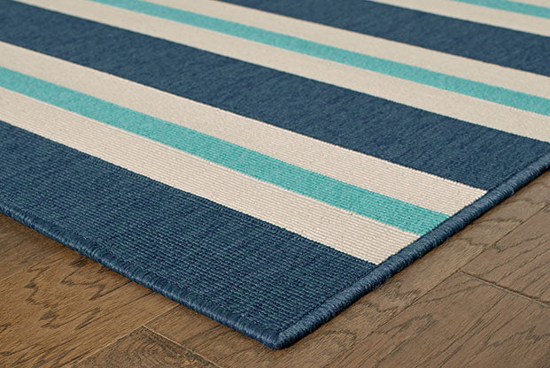 Meridian Indoor / Outdoor Rug - Navy / Camel / Sky Blue