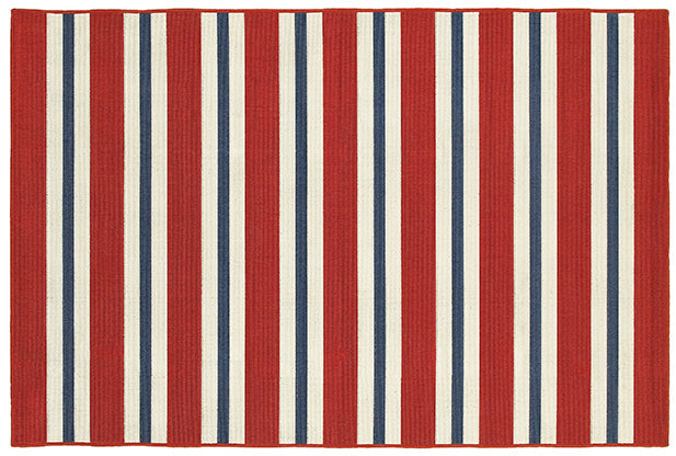 Meridian Indoor / Outdoor Rug - Burnt Red / Off-White / Navy