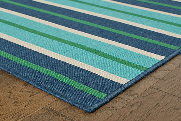 Meridian Indoor / Outdoor Rug - Sky Blue / Navy / Dark Green