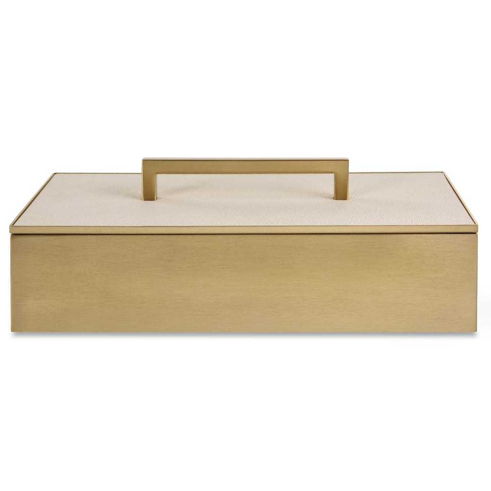 Elegant Gray Faux Shagreen Brass Box