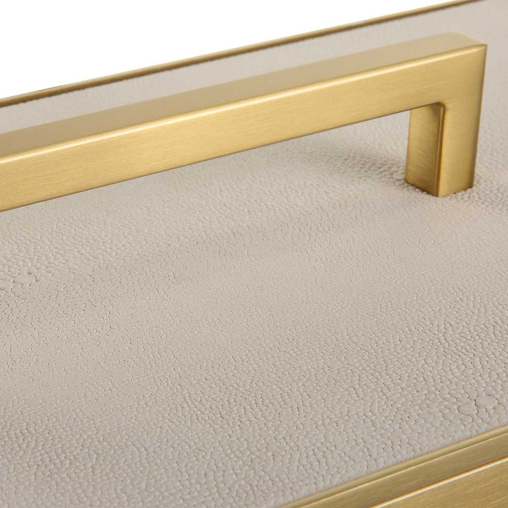 Elegant Gray Faux Shagreen Brass Box