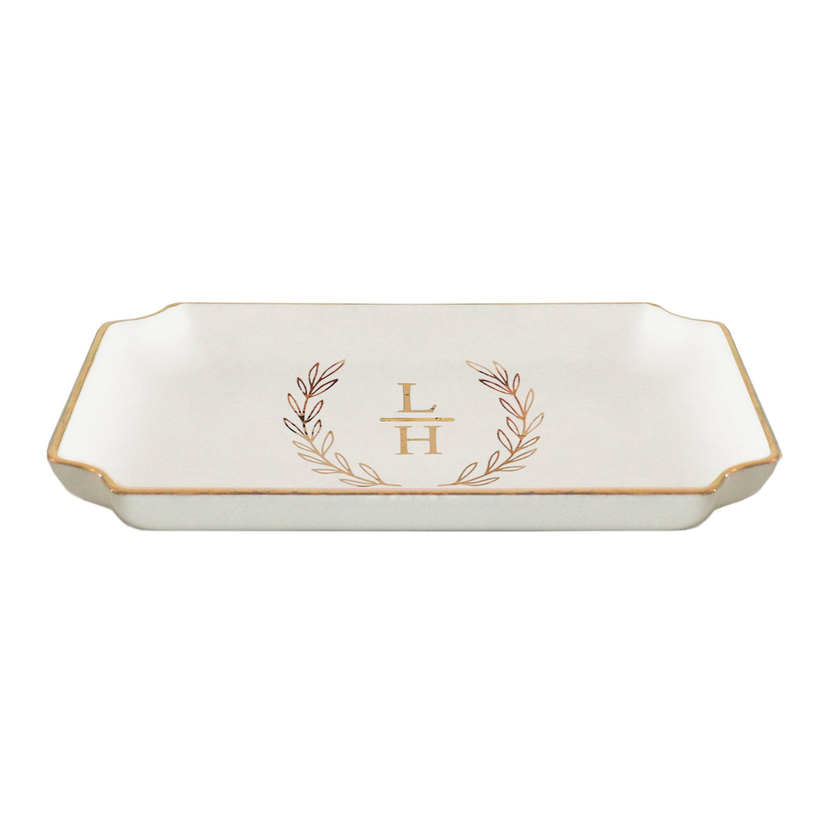 Laurel Wreath Monogram Trays with Gold Accent