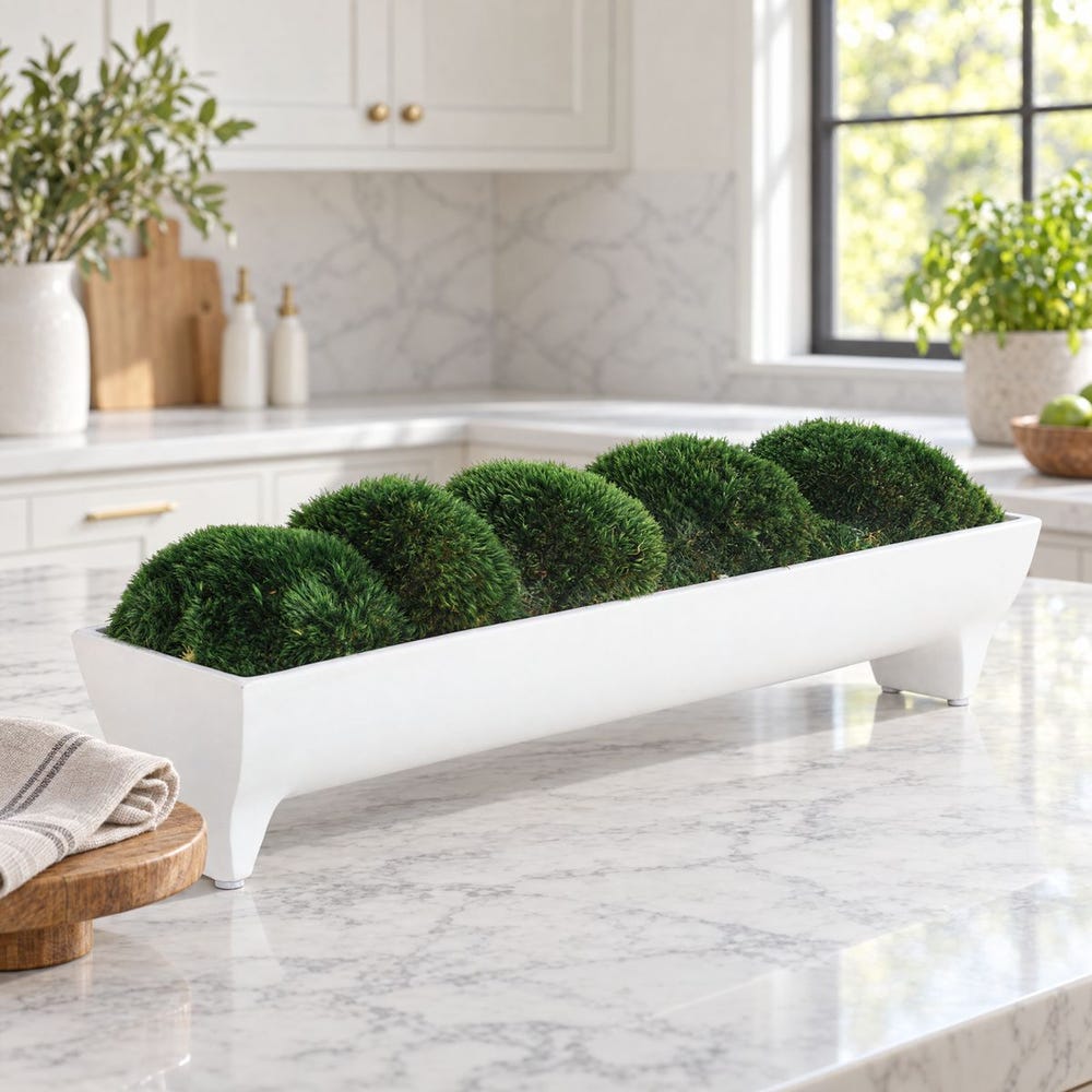 Verdant Moss Centerpiece in White