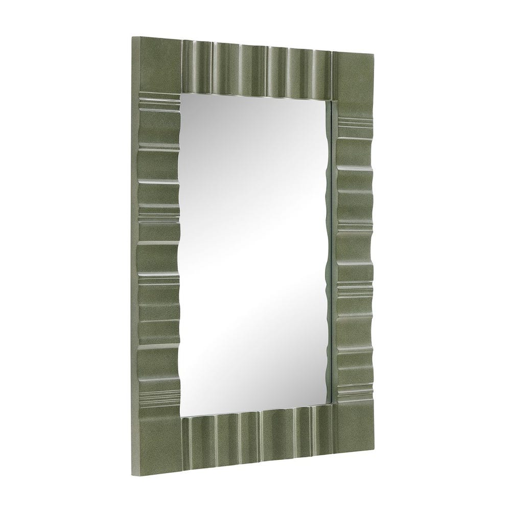 Mottled Olive Carved Wood Mirror