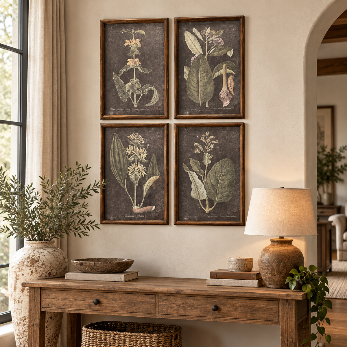 Noir Botanical Prints - Set of 4