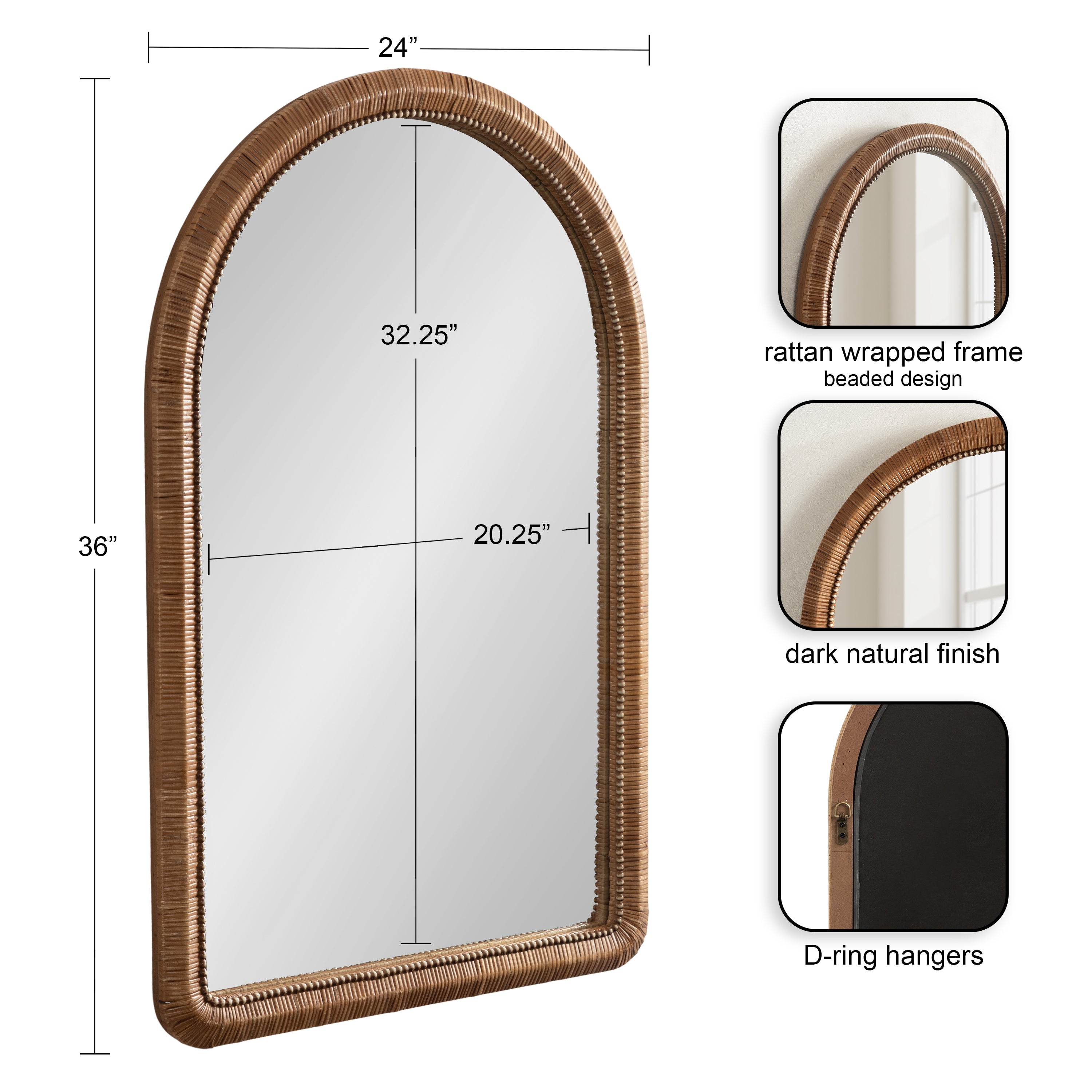 Rahfy Beaded Arch Framed Wall Mirror