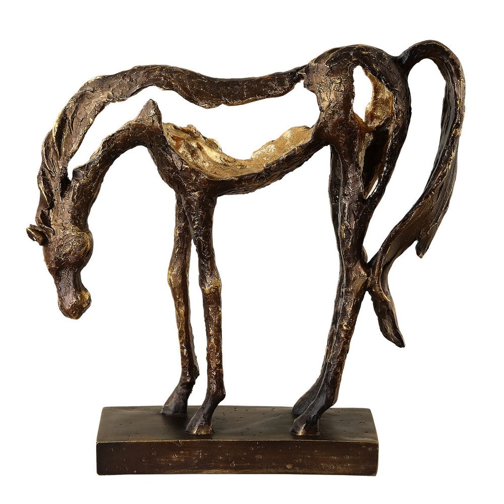 Antiqued Bronze Grazing Horse Sculpture